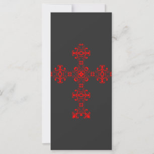 Cross With Red Ornament Sacred Decorative Art