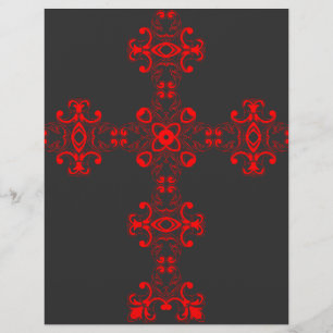 Cross With Red Ornament Sacred Decorative Art Flyer