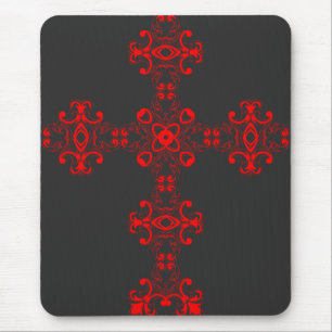 Cross With Red Ornament Sacred Decorative Art Mouse Mat