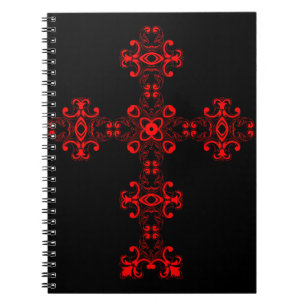 Cross With Red Ornament Sacred Decorative Art Notebook