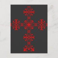 Cross With Red Ornament Sacred Decorative Art