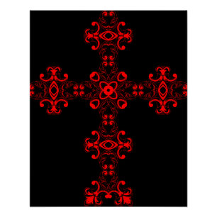 Cross With Red Ornament Sacred Decorative Art Poster