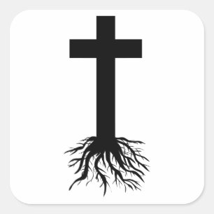 Cross with Roots Square Sticker