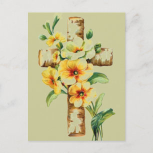 Cross With Yellow Flowers Postcard