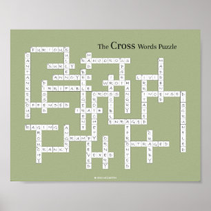 Cross Words Puzzle Grumpy Humour Olive Poster