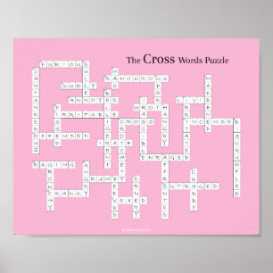 Cross Words Puzzle Grumpy Humour Pink Poster