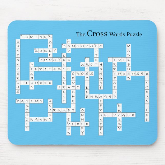 Cross Words Puzzle Semantics Humour Blue Mouse Mat (Front)