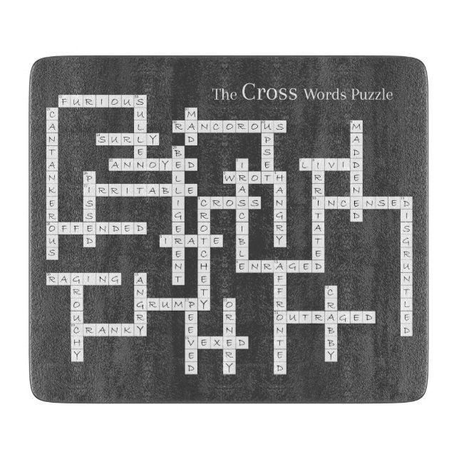 Cross Words Puzzle Semantics Humour Grey Cutting Board (Front)