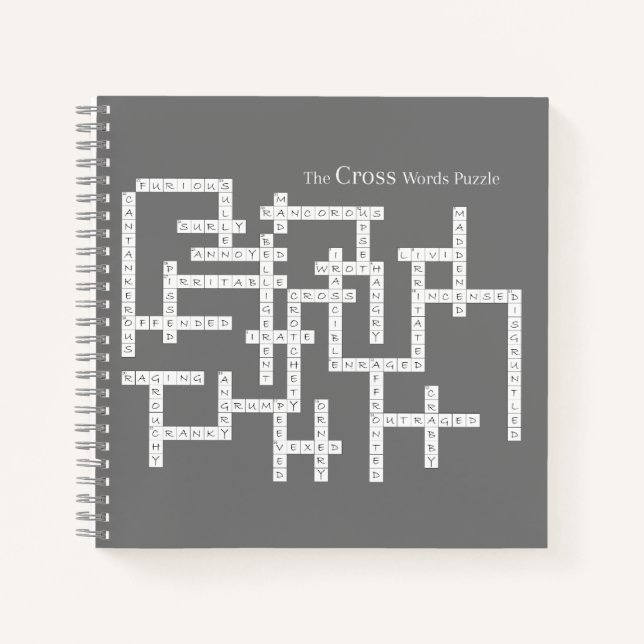 Cross Words Puzzle Semantics Humour Grey Notebook (Front)