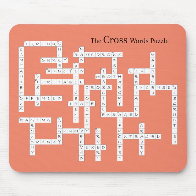Cross Words Puzzle Semantics Humour Orange Mouse Mat (Front)