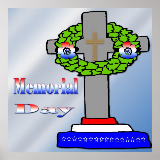 Cross & Wreath -  Memorial Day Poster (Front)