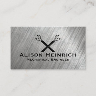 Cross Wrenches   Metallic Brushed Business Card
