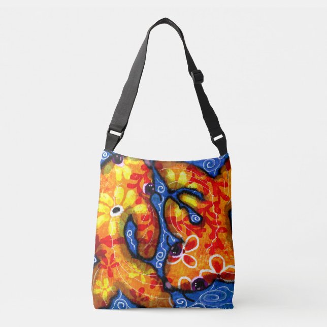 Crossbody Bag Purse - Koi Fish Abstract Art  (Front)