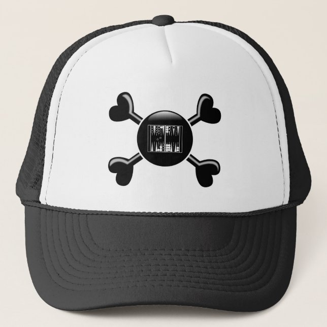 Crossbones Backgammon Trucker Hat (Front)