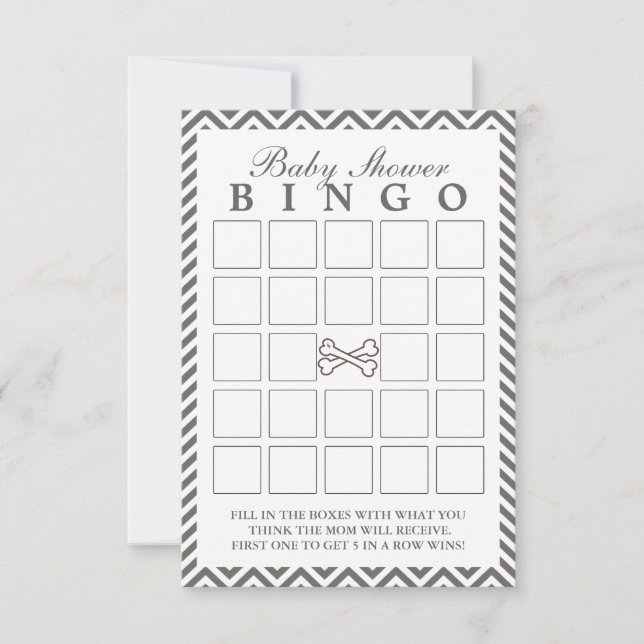 Crossbones Chevron Stripes Baby Shower Bingo Cards (Front)