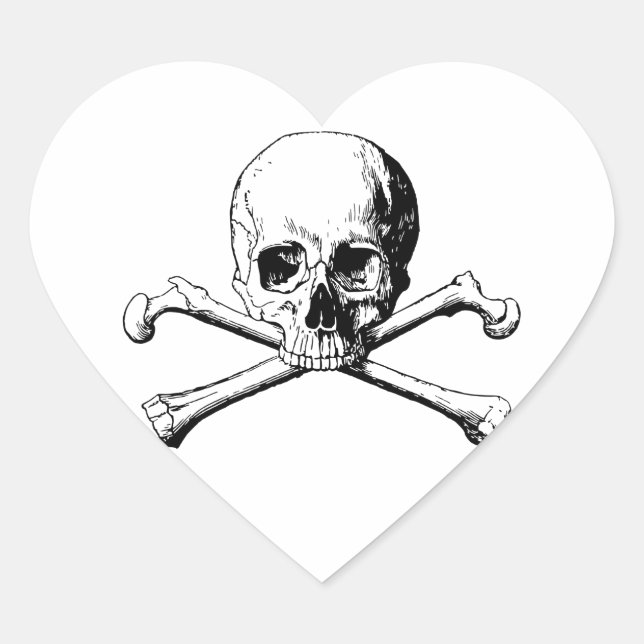 Crossbones skull heart sticker (Front)