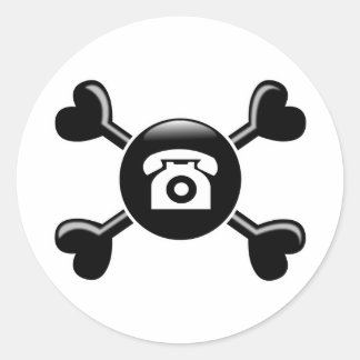 Crossbones Telephones Classic Round Sticker