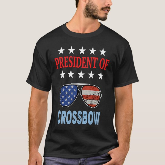 Crossbow Accessories  USA Flag Crossbow Saying T-Shirt (Front)