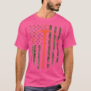 Crossbow Archery Bow Hunting Camo American Flag Di T-Shirt
