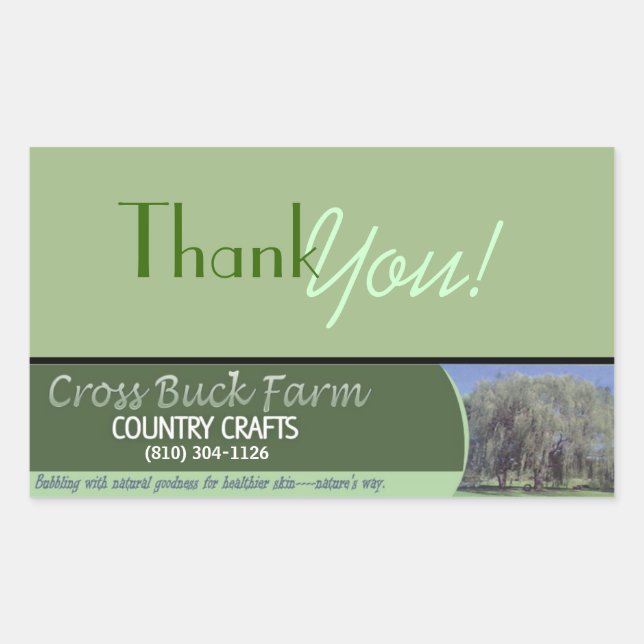 Crossbuck Farm Country Crafts -thank you rectangle Rectangular Sticker (Front)