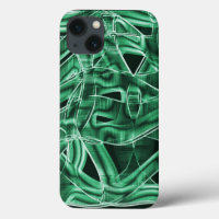 Crossed and overlapping green acrylic tape cutouts