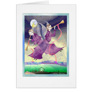 Crossed Angels Christmas Holiday Greeting Card
