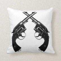 Crossed Antique Revolvers // Vintage Guns in Black