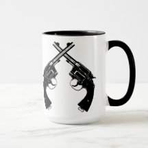 Crossed Antique Revolvers // Vintage Guns in Black