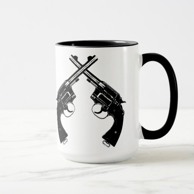 Crossed Antique Revolvers // Vintage Guns in Black Mug (Right)