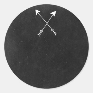 Crossed Arrows On Rustic Chalkboard Boho Boutique Classic Round Sticker