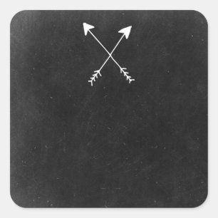 Crossed Arrows On Rustic Chalkboard Boho Boutique Square Sticker