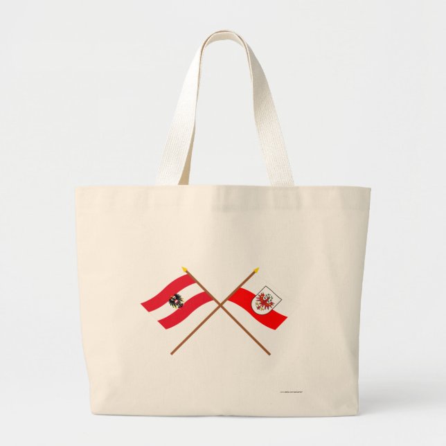 Crossed Austria and Tirol flags Large Tote Bag (Front)