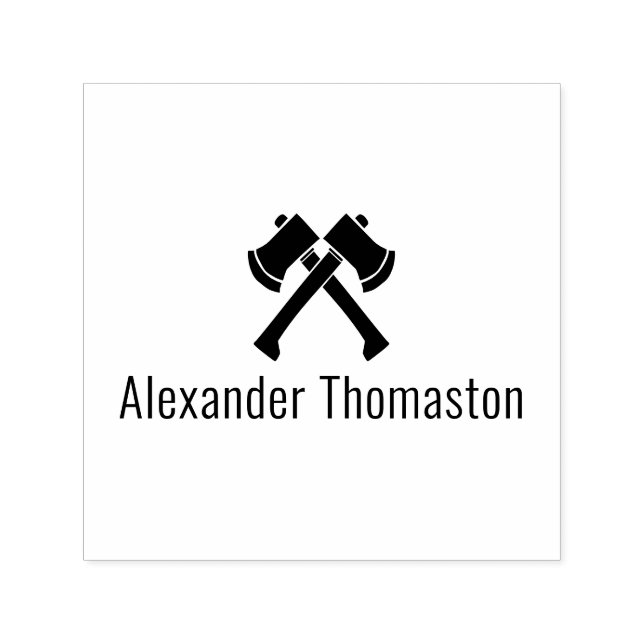 Crossed Axes Silhouette Axe Sport Throwing Name Self-inking Stamp (Design)