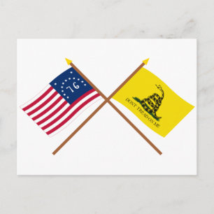 Crossed Bennington and Gadsden Flags Postcard