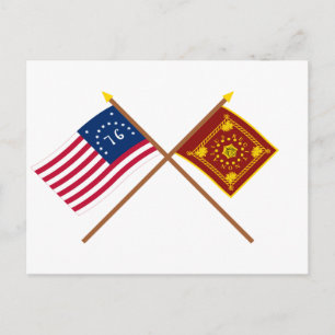 Crossed Bennington and Pulaski Flags Postcard