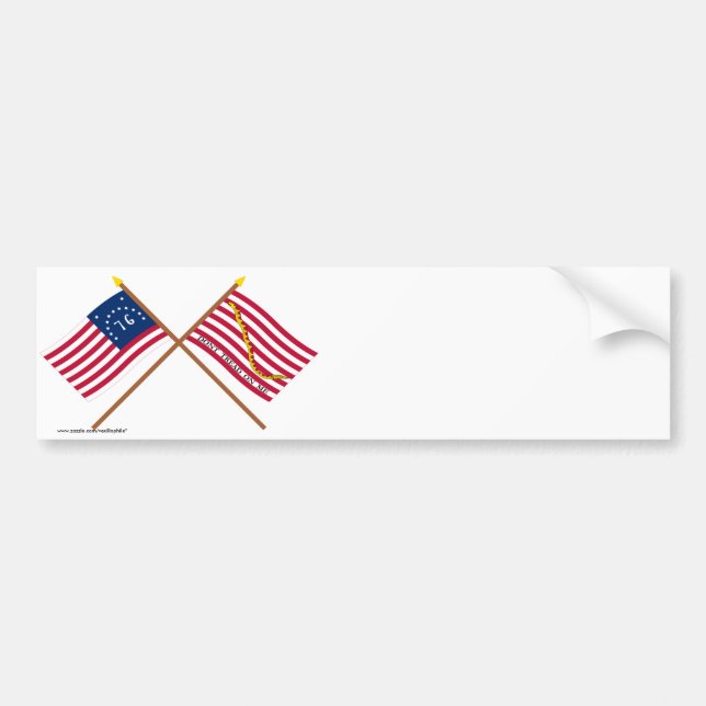 Crossed Bennington Flag and Navy Jack Bumper Sticker (Front)