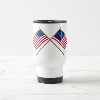 Crossed Betsy Ross and Bennington Flags Travel Mug