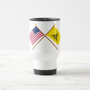 Crossed Betsy Ross and Gadsden Flags Travel Mug