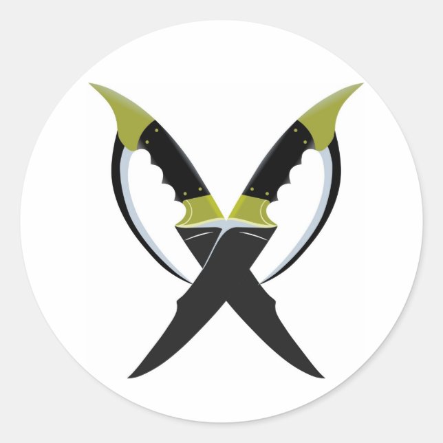 Crossed Blades Classic Round Sticker (Front)