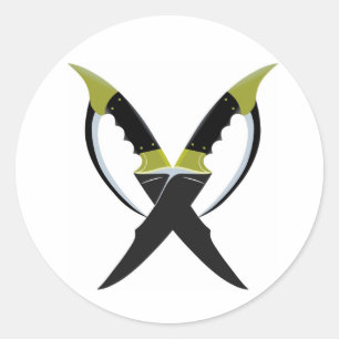 Crossed Blades Classic Round Sticker
