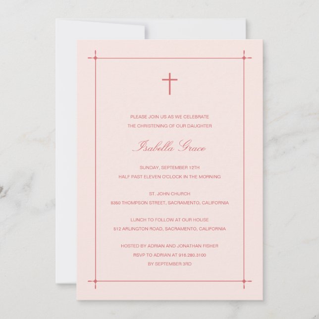 Crossed Border Baptism/Christening Invitation (Front)