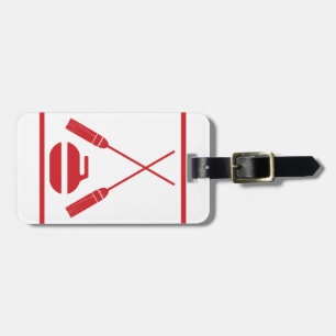 Crossed Brooms Curling Retro Luggage Tag