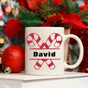 Crossed Candy Canes Holiday Christmas Coffee Mug