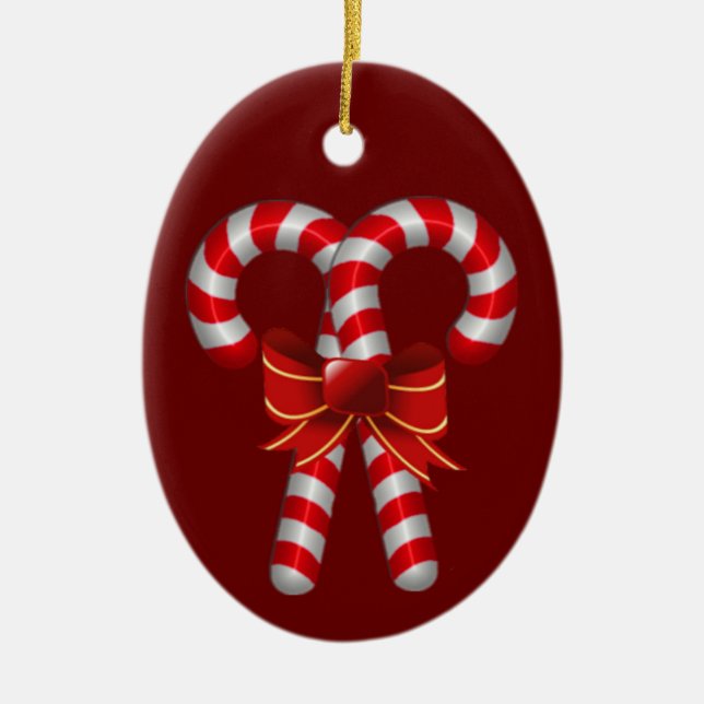 Crossed Candy Canes Ornament (Front)