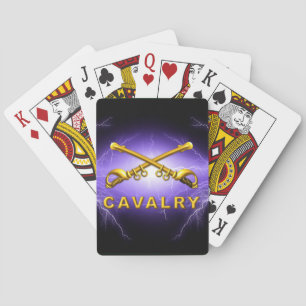 Crossed Cavalry Sabres Black Lighting Playing Cards