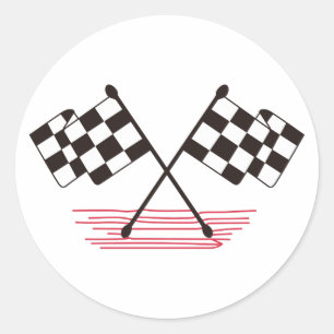 Crossed Chequered Flags Classic Round Sticker
