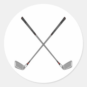 Crossed Clubs Classic Round Sticker