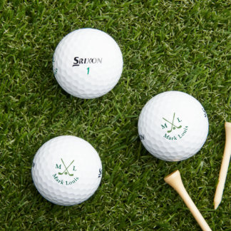 Crossed Clubs Golfer Green Name  Golf Balls