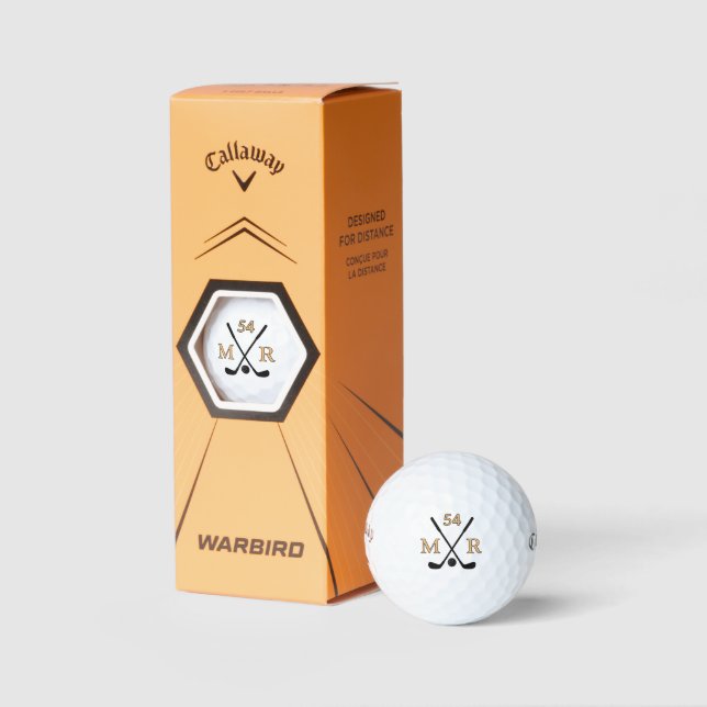 Crossed Clubs Monogram with age and initials Golf Balls (Packaging)