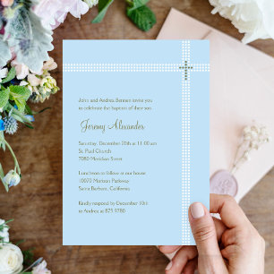 Crossed Corner Baptism/Christening Invitation